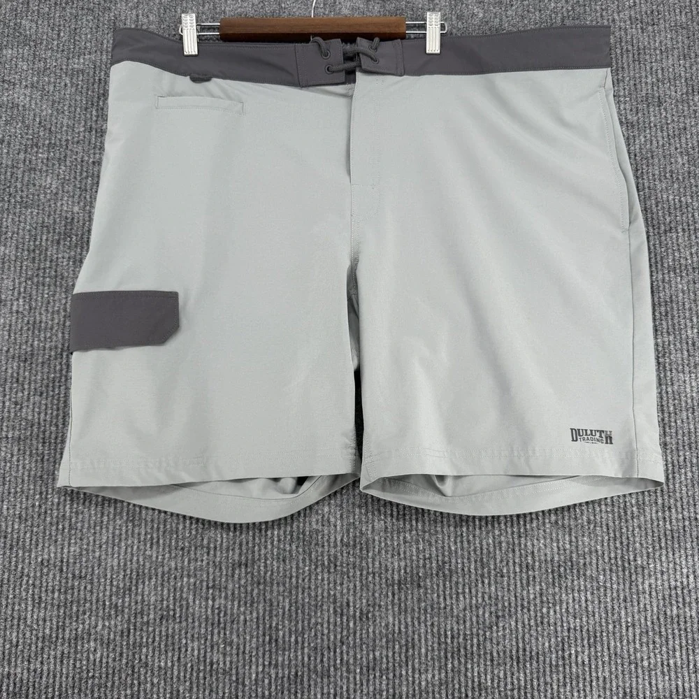 Duluth Trading Mens 46 Swim Trunks Gray Stretch Board Shorts Cargo